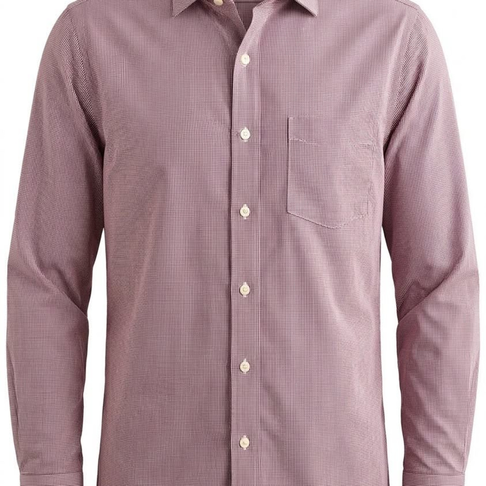 J. Crew Thompson Shirtings Wrinkle Free Long Sleeve Red Micro-Check Cotton Shirt
